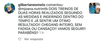 Depoimento de gilberlaneomelo: dois treinos de duas horas seguindo as medidas, chegando inteiro sem fadiga ou cansaço